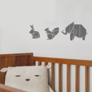origami Tiere zum Aufkleben: Eichhörnchen, Elefant und Hase / Häschen