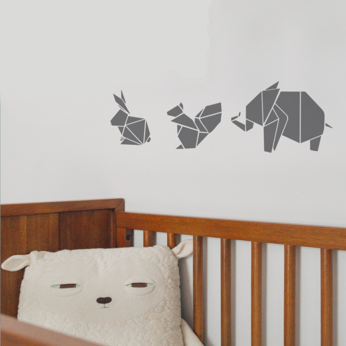 oW180_Origami origami Tiere zum Aufkleben: Eichhörnchen, Elefant und Hase / Häschen