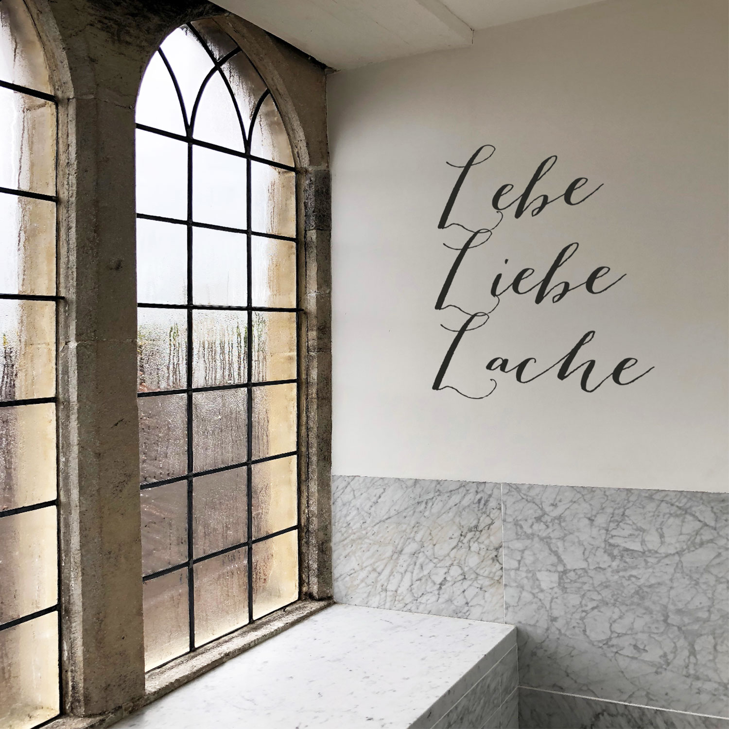 Lebe Liebe Lache Leitspruch als Wandaufkleber
