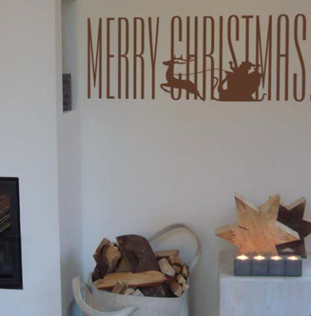 Weihnachswandsticker Schlitten und Nikolaus